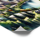 Spokane Washington Famous Travel Places Aquarell Poster (Ecke)