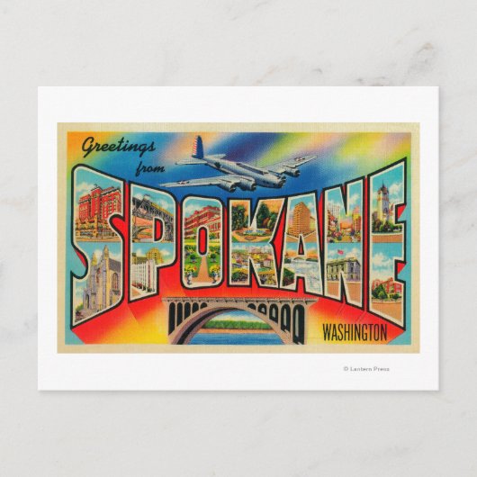 Spokane, Washington - Große Briefmarkenszenen 3 Postkarte (Vorderseite)