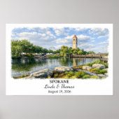 Spokane Washington Poster, Aquarell, Maßgeschneide Poster (Vorne)