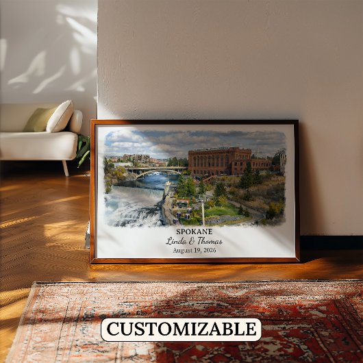 Spokane Washington Poster, Aquarell, Maßgeschneide Poster