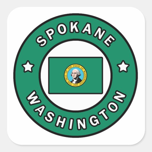Spokane Washington Quadratischer Aufkleber (Vorderseite)
