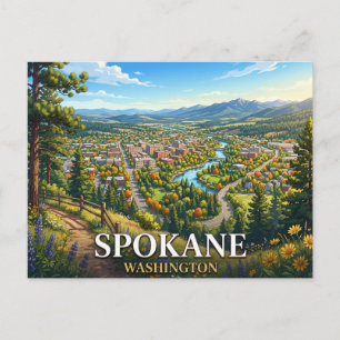 Spokane Washington Reise Malerische Stadtansicht Postkarte