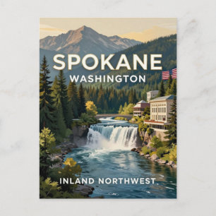 Spokane Washington River City Heritage Postkarte