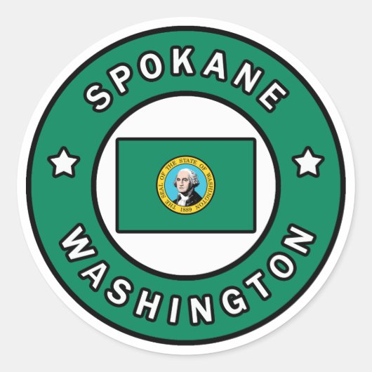 Spokane Washington Runder Aufkleber (Vorderseite)