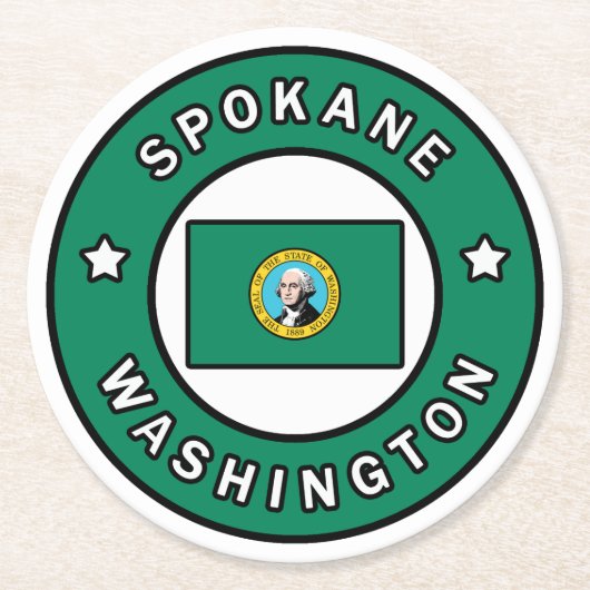 Spokane Washington Runder Pappuntersetzer (Vorderseite)