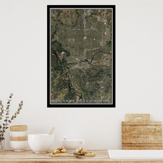 Spokane Washington Satellite Poster Map (Küche)