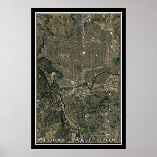 Spokane Washington Satellite Poster Map (Vorne)