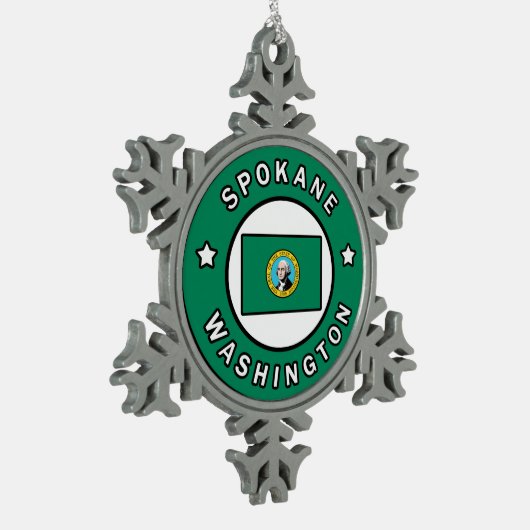 Spokane Washington Schneeflocken Zinn-Ornament (Links)