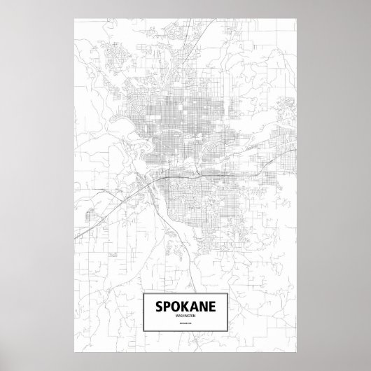 Spokane, Washington (schwarz auf weiß) Poster (Vorne)
