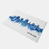 Spokane Washington Skyline Blue Fußmatte (Schrägansicht)