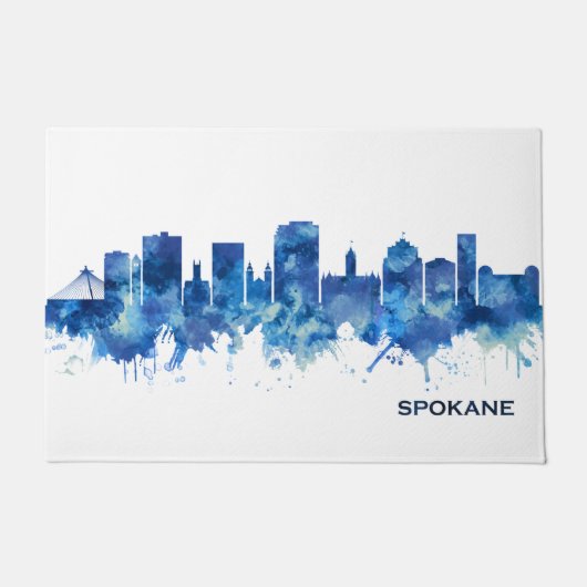 Spokane Washington Skyline Blue Fußmatte (Vorderseite)