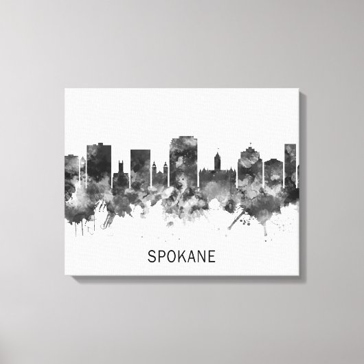 Spokane Washington Skyline BW Leinwanddruck (Vorderseite)