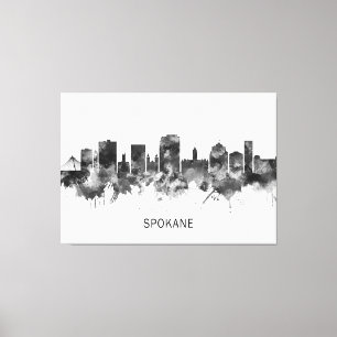 Spokane Washington Skyline BW Leinwanddruck