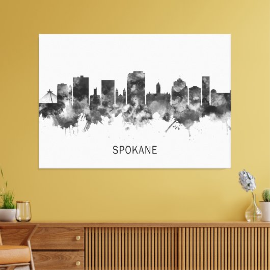 Spokane Washington Skyline BW Leinwanddruck (Insitu (Wohnzimmer))
