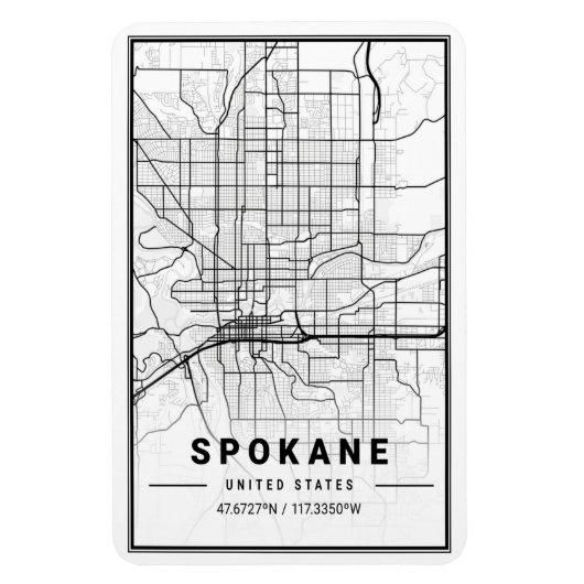 Spokane Washington USA Travel City Map Magnet (Vertikal)