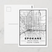 Spokane Washington USA Travel City Map Postkarte (Vorne/Hinten)