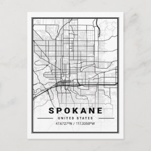 Spokane Washington USA Travel City Map Postkarte