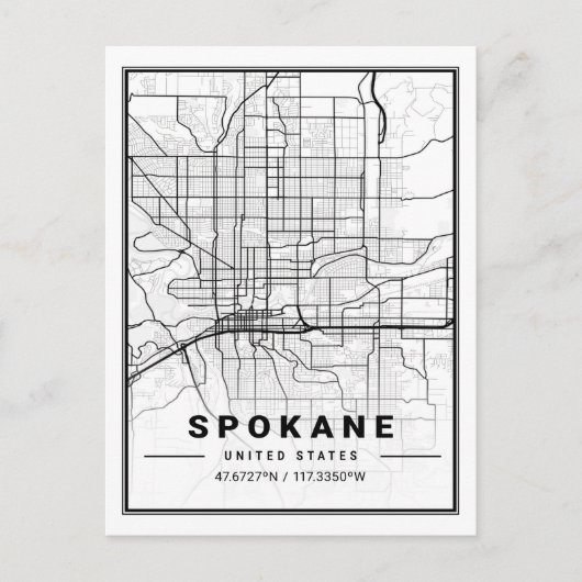 Spokane Washington USA Travel City Map Postkarte (Vorderseite)