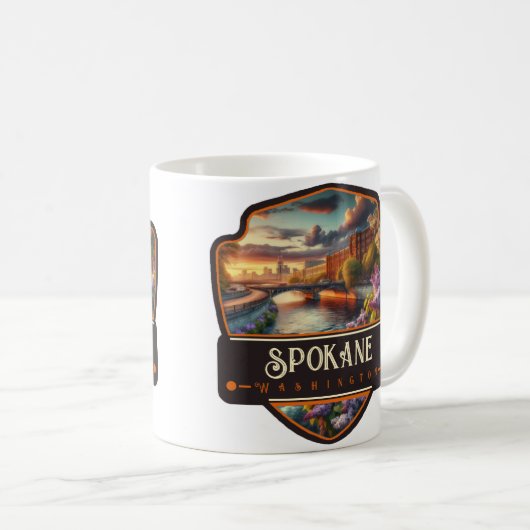 Spokane, Washington| Vintag Kaffeetasse (VorderseiteRechts)