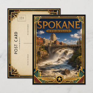 Spokane Washington Vintage Art Deco Golden Age Postkarte
