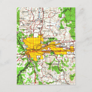 Spokane Washington Vintage Karte