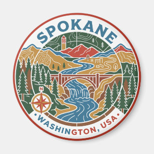 Spokane Washington Vintage Karte USA Magnet