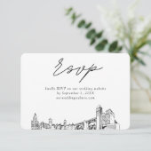 Spokane Wedding Minimalistisch Sketch UAWG Begleitkarte (Stehend Vorderseite)