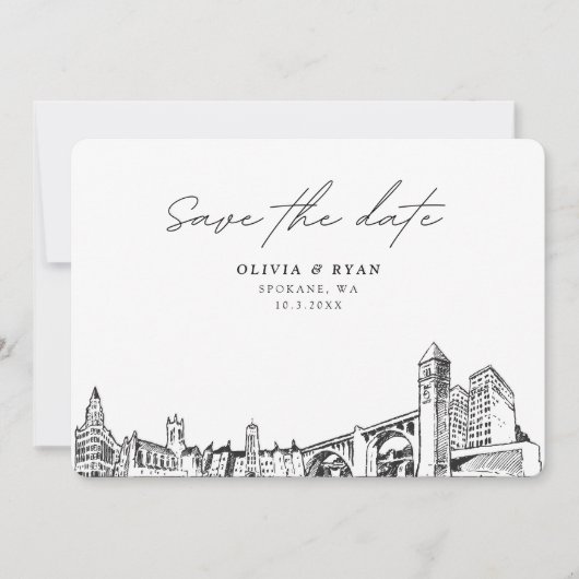 Spokane Wedding Modern Save the Date Einladung (Vorderseite)