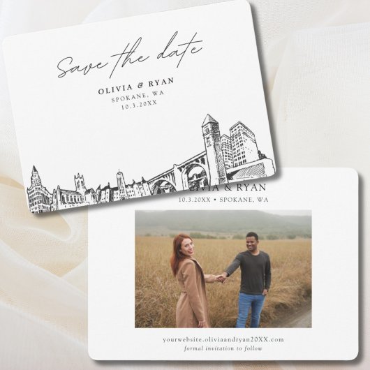 Spokane Wedding Modern Save the Date Einladung