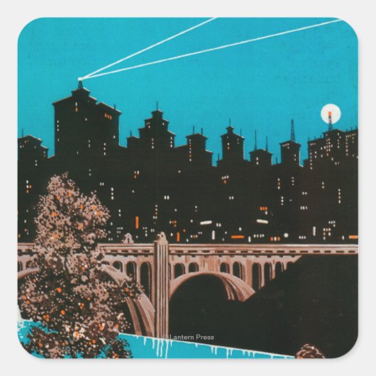 Spokane-Werbeplakat #1Spokane, WA Quadratischer Aufkleber (Vorderseite)