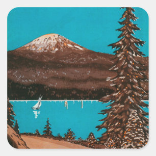 Spokane-Werbeplakat #2Spokane, WA Quadratischer Aufkleber