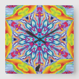Spokes Kaleidoscope Quadratische Wanduhr