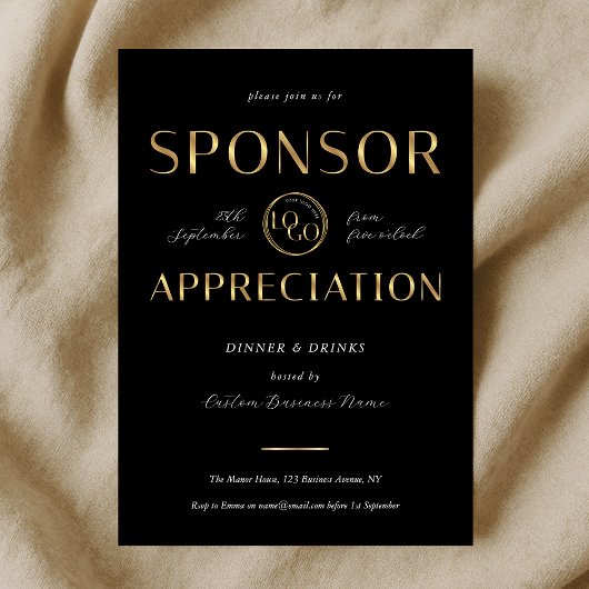 Sponsor Appreciation Black & Gold Logo Corporate Einladung
