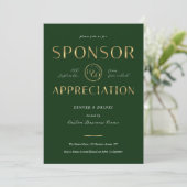 Sponsor Appreciation Green & Gold Logo Corporate Einladung (Stehend Vorderseite)
