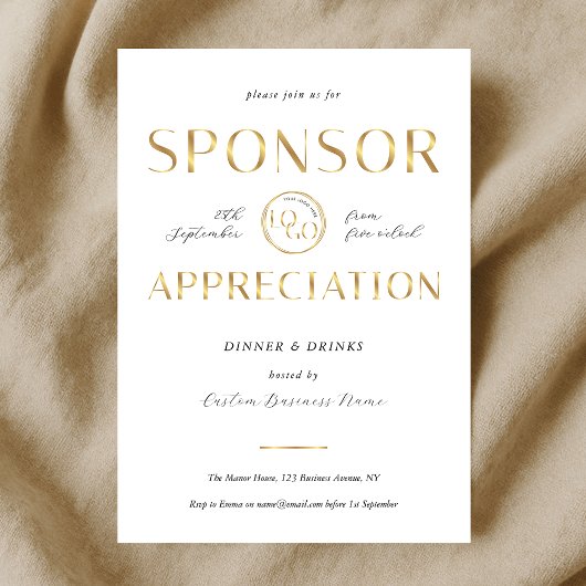 Sponsor Appreciation White & Gold Logo Corporate Einladung