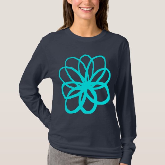 Spontane Blume - Cyan T-Shirt (Vorderseite)