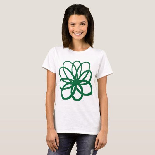 Spontane Blume - Waldgrün T-Shirt (Vorne ganz)