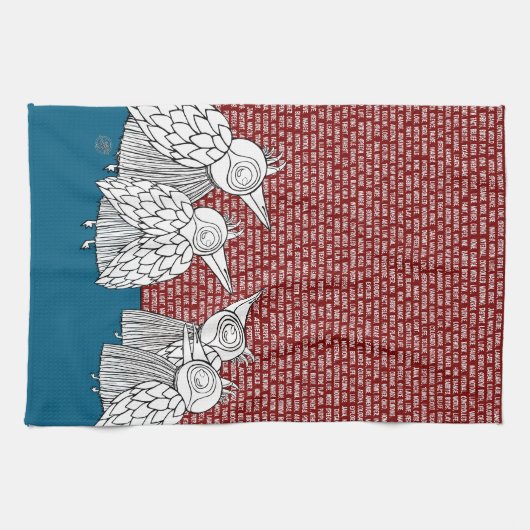 Spontane Wörter und Vogelarten-Tasche Geschirrtuch (Horizontal)