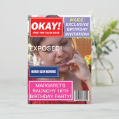 Spoof mag Celebrity Klatsch Brauch zum Geburtstag Einladung (Stehend Vorderseite)
