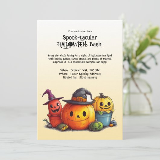 Spook-takular HALLOWEEN Bash! Einladung (Stehend Vorderseite)