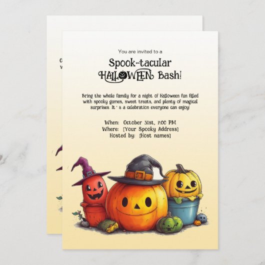 Spook-takular HALLOWEEN Bash! Einladung (Vorne/Hinten)