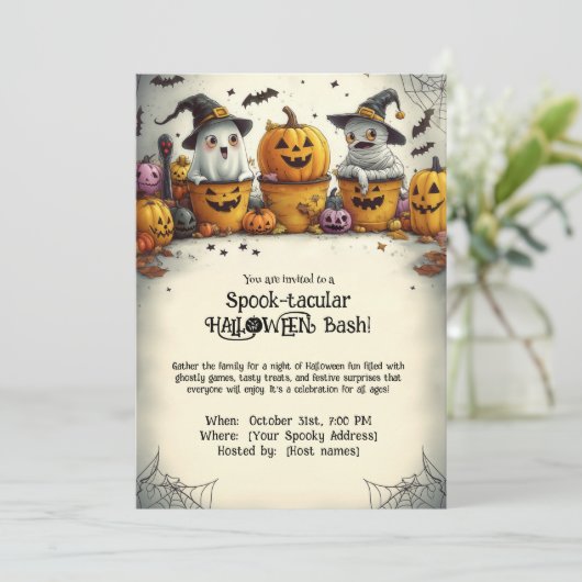 Spook-takular HALLOWEEN Bash! Einladung (Stehend Vorderseite)