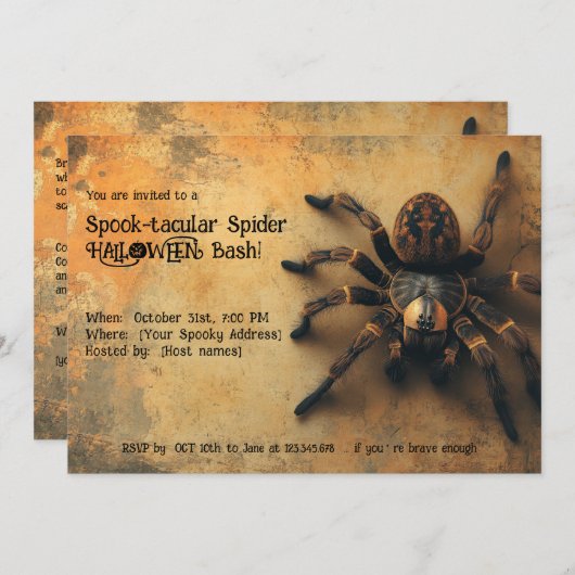 Spook-takuläre Spider HALLOWEEN Bash! Einladung (Vorne/Hinten)