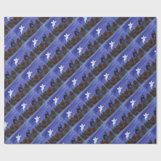 Spook und Katze im Pumpkinpflaster Geschenkpapier (Flach)