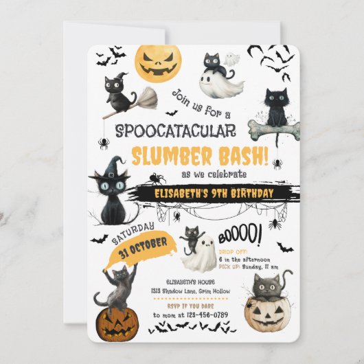 Spookatakuläres Slumber-Halloween-Party Einladung (Vorderseite)