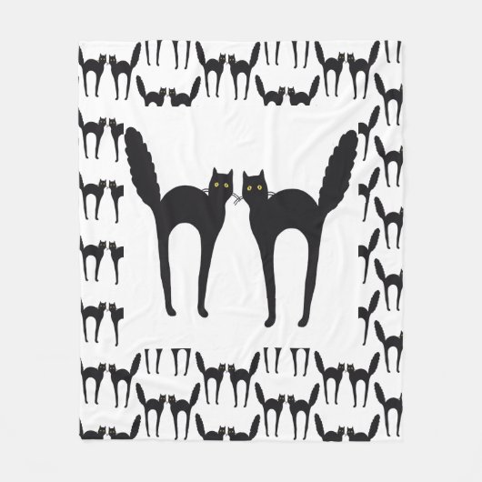 Spooked schwarze Katzen Fleecedecke (Vorderseite)