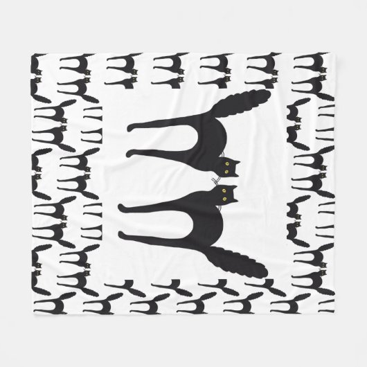 Spooked schwarze Katzen Fleecedecke (Vorderseite (Horizontal))