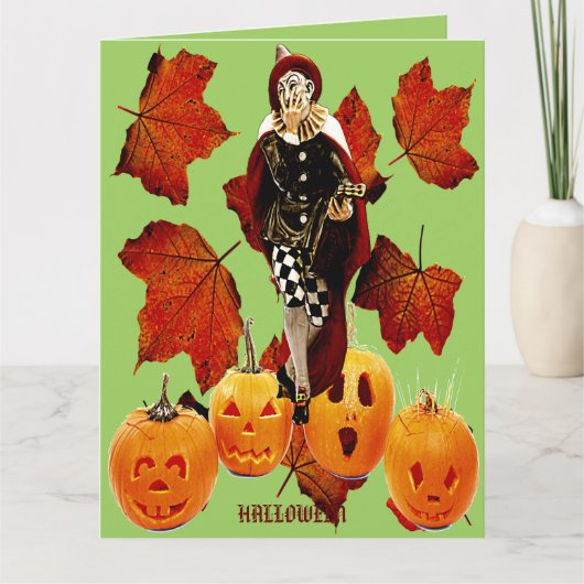 Spooker Beängstigender Joker Fall Maple Pumpkins H Karte (Vorderseite)