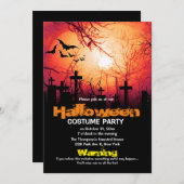 Spooker Friedhof Moon Bats Halloween Kostüm Party Einladung (Vorne/Hinten)