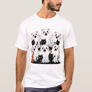 Spooker Halloween-T - Shirt mit Geistern, Schwarze